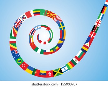 spiral made of world flags vector illustration