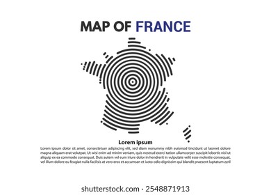 Spiral Map of France Europe country vector flat design Illustration. Suitable for Content Element or background modern