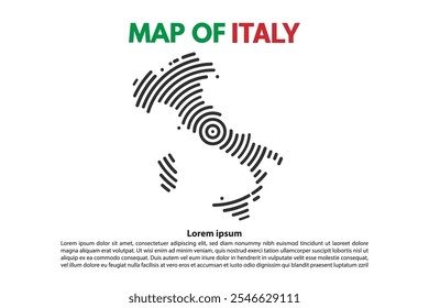 Spiral Map of Italy Europe country vector flat design Illustration. Suitable for Content Element or background modern