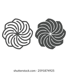 Spiral marshmallow cake line and solid icon, sweets pastry concept. Vector graphics. Marshmallow sweet bun, bakery sign on white background, outline style icon for mobile or web design