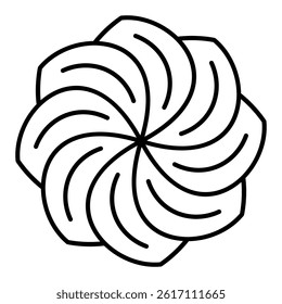Spiral marshmallow cake thin line icon, sweets pastry concept. Vector graphics. Marshmallow sweet bun, bakery sign on white background, linear style for mobile or design