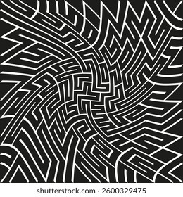 Spiral maze icons. Black vector symbols. Curved line shapes. White background design.