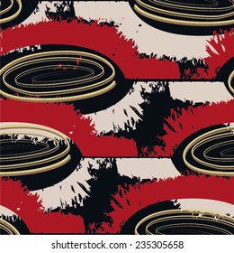 Spiral mixed with ragged curves seamless pattern in the horizon.