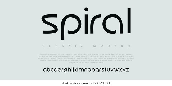 Espiral fontes alfabeto moderno. tipografia, tecnologia, fonte, elegante, sobreposição, design, sombra, fontes sans serif. ilustração vetorial