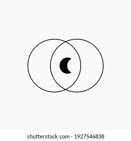 Spiral moon. Space moon star astronomy eclipse abstract sun dark abstrak, vector, symbol, logo, icon, sign, Illustration Minimalist.