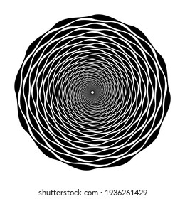 Elementos de movimiento espiral, objetos aislados negros, textura de pincel diferente, ilustraciones vectoriales