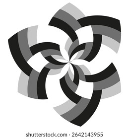 Spiral motion icon. Dynamic swirl symbol. Vector abstract shape. Monochrome gradient design.