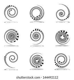 Spiral movement. Design elements set. Vector art.