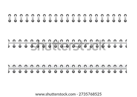 Spiral Notebook Binding Divider Set for Web and Print Design, Metal Spiral Notebook Rings Horizontal Divider Collection