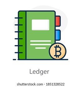 Spiral-Notizbuch mit Bitcoin-Symbol