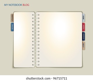 Spiral Notebook Blog Or Website Template, With Divider Tabs As Link Buttons