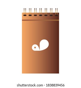 bloc de notas en espiral con diseño de ilustración vectorial del logotipo de la empresa