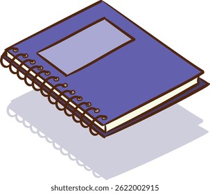 Spiral notebook with cover icon, cartoon style vector illustration