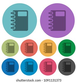 Spiral notebook darker flat icons on color round background