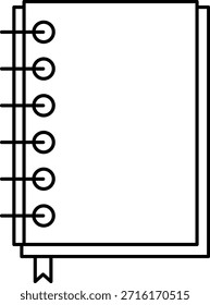 Spiral notebook icon with bookmark for planning and study