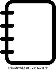 Spiral Notebook Icon: A clean and simple icon depicting a spiral-bound notebook, ideal for representing organization, planning, or note-taking.