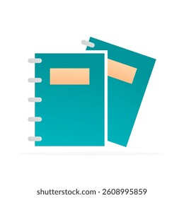 spiral notebook icon, flat colored vector. modern and minimalist design