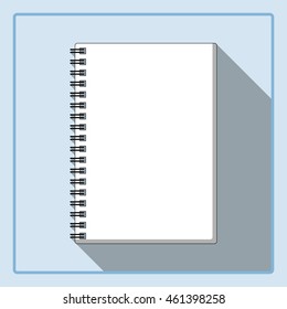 spiral notebook icon in flat design with soft long shadow. Stationery theme symbol. vector illustration. school and office supplies. 