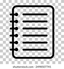 Icono de cuaderno en espiral, símbolo de página en blanco de papel, Ilustración vectorial plana de Web de nota .