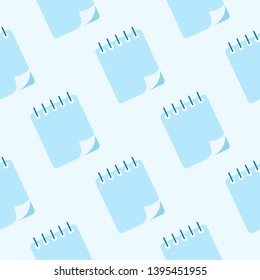 Spiral notebook icon seamless pattern. School notebook backdrop. Diary for business. Flat vector  illustration on white background