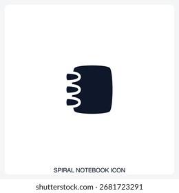 Spiral Notebook Icon solid vector icon with a bold, minimal design. Suitable for presentations, websites, apps, infographics, and various digital or print projects.