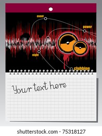 Spiral notebook with illustration