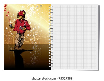Spiral notebook with illustration