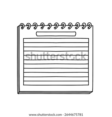 Spiral notebook line art vector illustration. Hand drawn minimalist lined notebook icon
