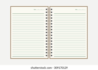 Spiral notebook with lined paper.