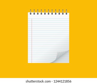 Spiral Notebook with liner paper vector illustration on white transparent background.