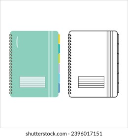 Spiral Notebook outline with color clipart Coloring Page