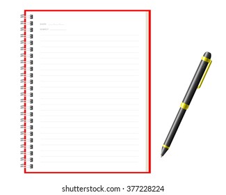 spiral notebook and pen black.