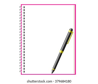 spiral notebook and pen black.