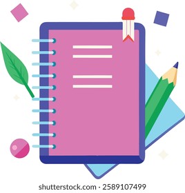 Spiral Notebook with Pencil and Bookmark