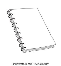Spiral Notebook Personal Diary Doodle Notes Planner hand drawn line art vector