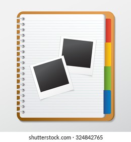 Spiral Notebook With Photograph : Vector Illustration