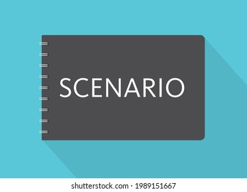 spiral notebook with scenario word- vector illustration