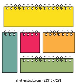 Spiral notebook set, color isolated on white background, vector illustration.