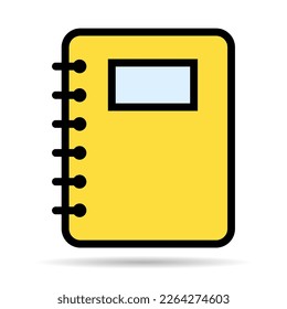 Spiral notebook shadow icon, paper blank page symbol, note web flat vector illustration .