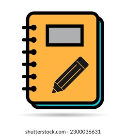 Spiral notebook shadow icon, paper blank page symbol, note web flat vector illustration .