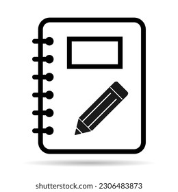 Spiral notebook shadow icon, paper blank page symbol, note web flat vector illustration .