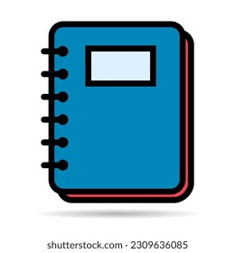 Spiral notebook shadow icon, paper blank page symbol, note web flat vector illustration .