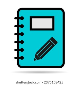 Spiral notebook shadow icon, paper blank page symbol, note web flat vector illustration .