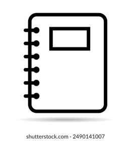 Spiral notebook shadow icon, paper blank page symbol, note web flat vector illustration .