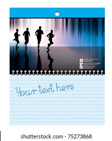 Spiral notebook with sport illustration