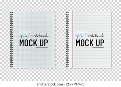 Spiral-Notebook-Vorlagen - Vektormockup-Illustrationen mit Kopienraum einzeln auf transparentem Hintergrund