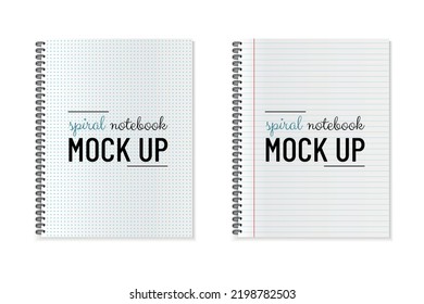 Spiral Notebook Templates - Vector Mock Up Illustrations With Copy Space Isolated On White Background