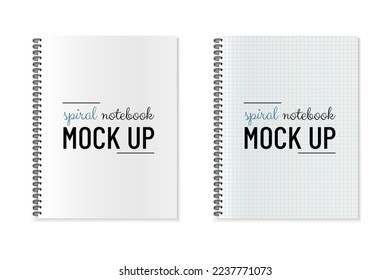 Spiral Notebook Templates - Vector Mock Up Illustrations With Copy Space Isolated On White Background