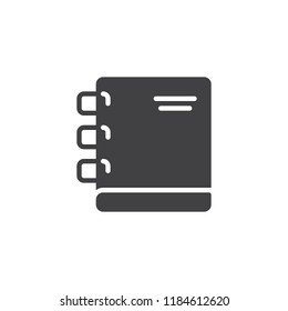 Spiral notebook vector icon. filled flat sign for mobile concept and web design. Notepad simple solid icon. Symbol, logo illustration. Pixel perfect vector graphics