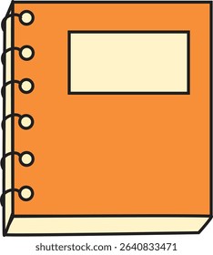 Spiral Notebook Vector Illustration in Orange Color for School Supplies, Office Stationery, Writing Journal and Notes Design